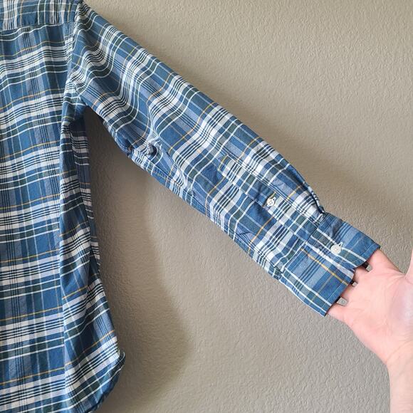 J. Crew Men's Oxford 100% Cotton Slim Fit‎ Button Shirt Blue Plaid Medium Preppy - Picture 8 of 11